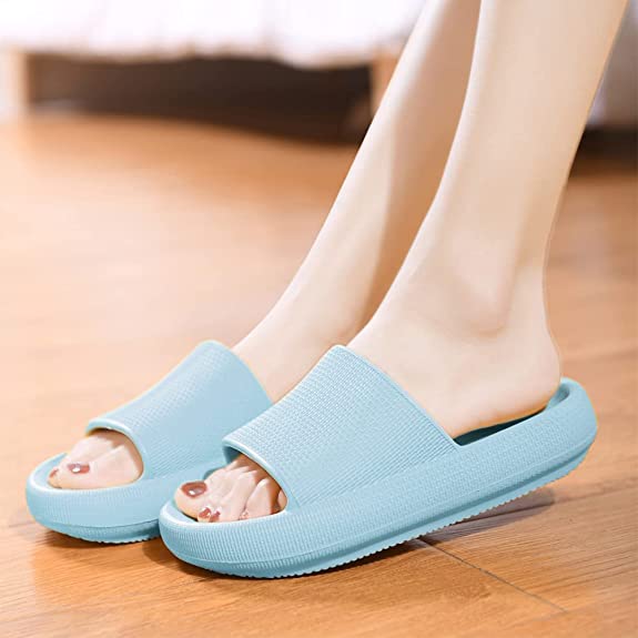 Non-Slip Pillow Slippers with Thick Sole for Bathroom and Outdoor 