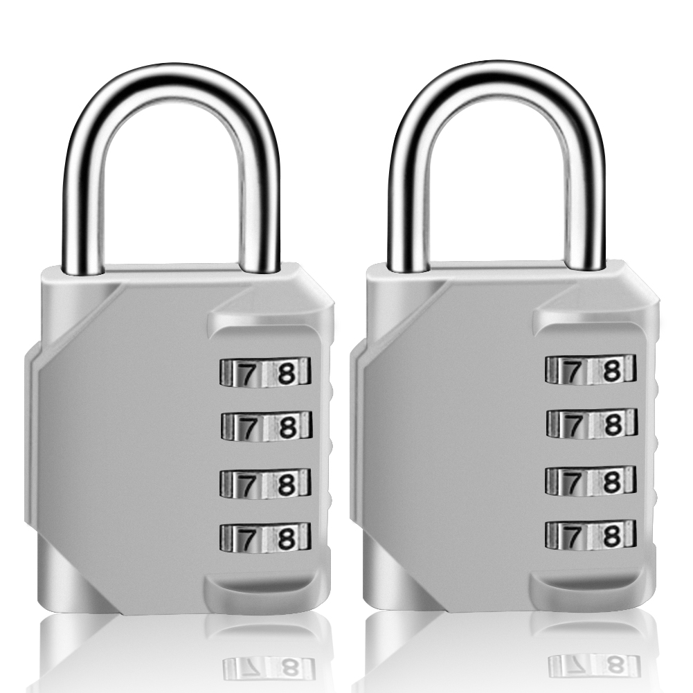 Travel Padlock Resettable 4 Digit Combination Lock Zinc Alloy Password Code Padlocks Waterproof Locker Safety Locks for Luggage Bag(1 Pair)