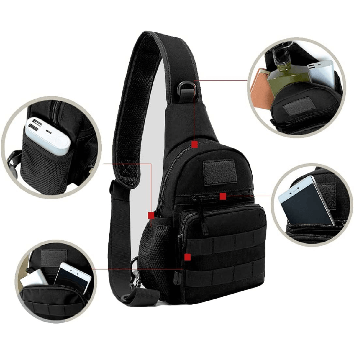 Tactical EDC Shoulder Sling Backpack for Men Traveling Trekking