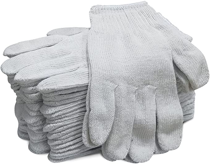 HYCOPROT Work Gloves Cotton Polyester String Knit Safety Protection Working Glove Lightweight Durable for Industrial