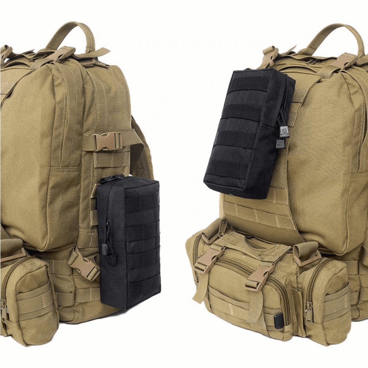 3 Packs Tactical Molle Pouch Holder with two-way zippers