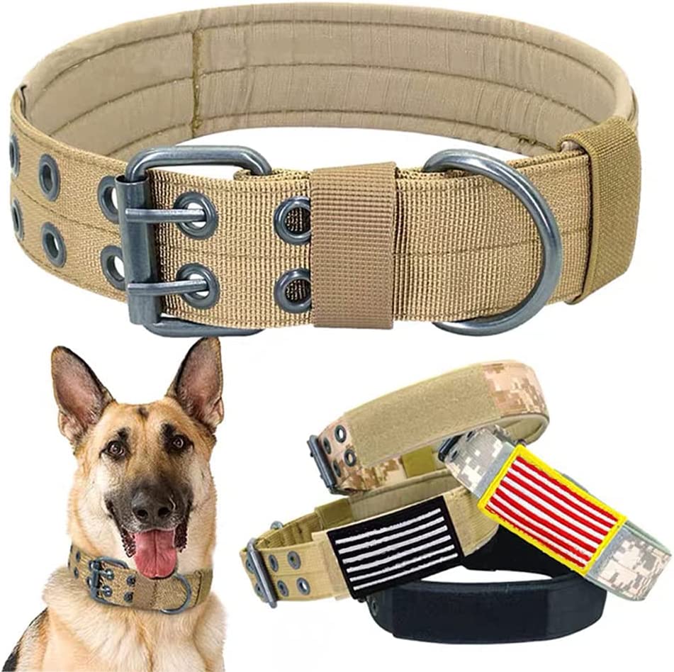 Military Nylon Dog Collars with Safety and Heavy Metal Buckle