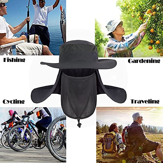 Fishing Cap UPF 50+ with Detachable Neck Flap and Face Coverage