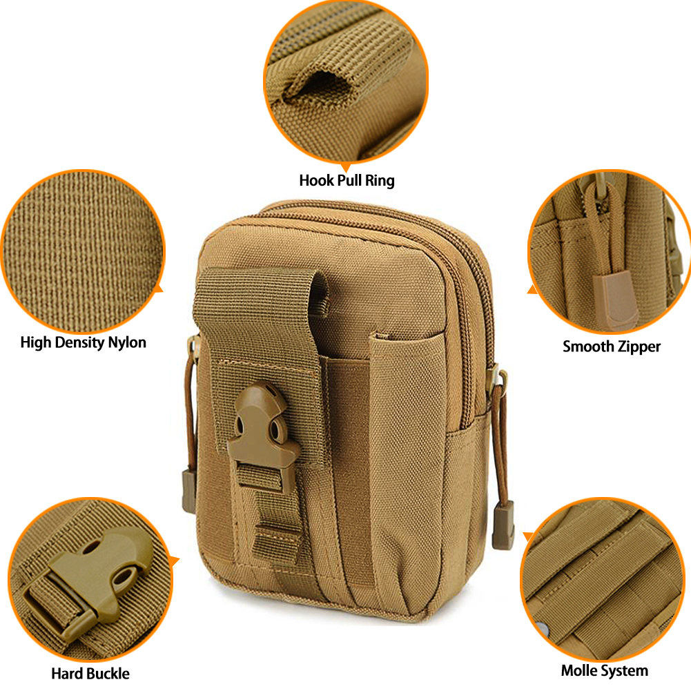 Tactical Waist Bag Military Fanny Adjustable Sling Bag with Water Bottle Pouch for Fishing Hunting Camping Hiking (Black)