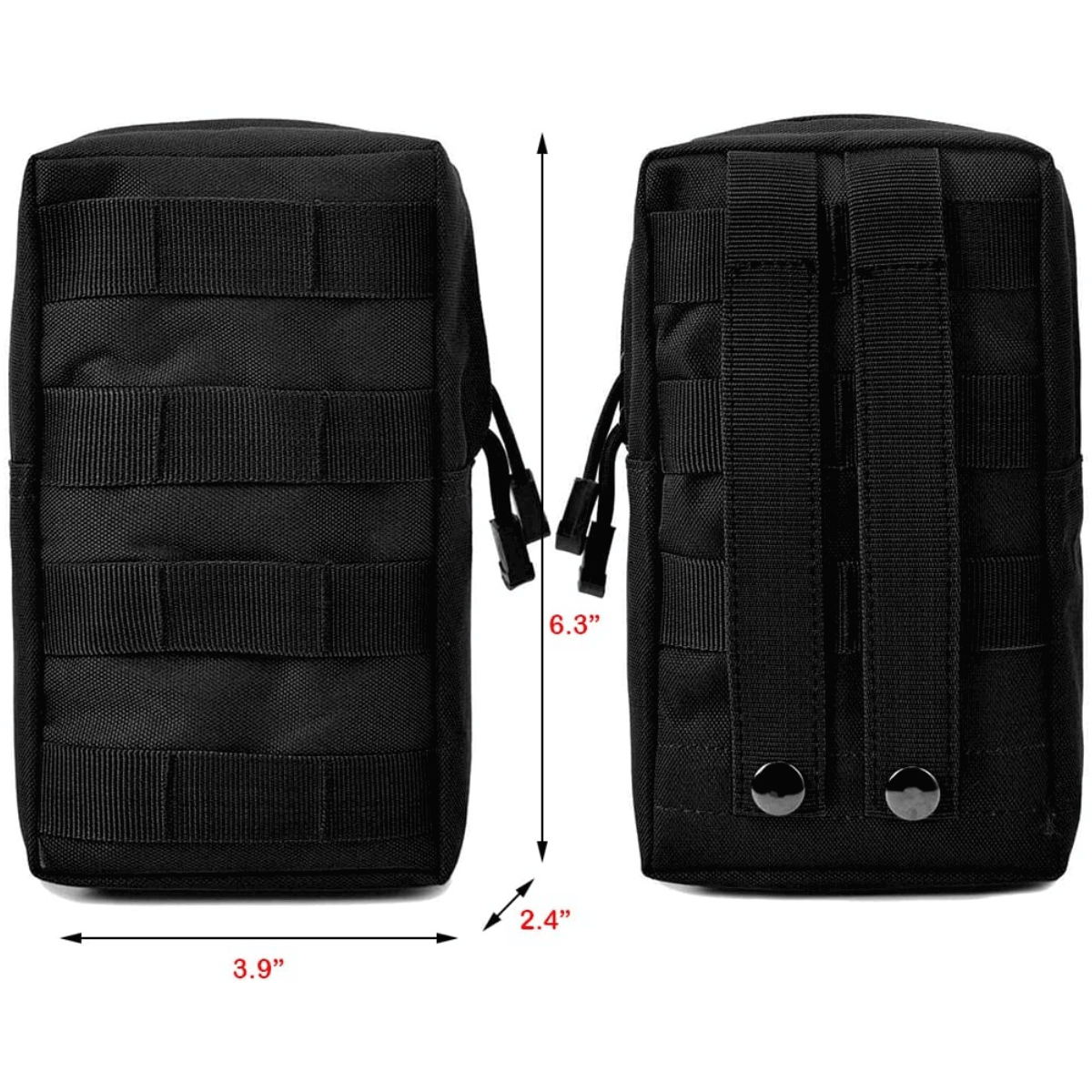 3 Packs Tactical Molle Pouch Holder with two-way zippers