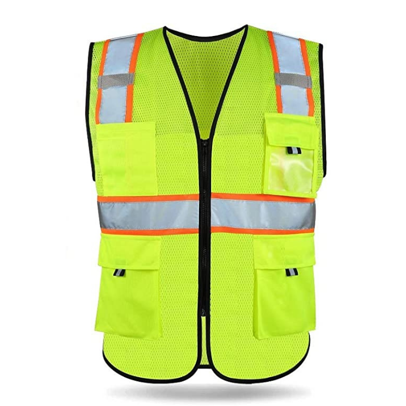 HYCOPROT High Visibility Mesh Safety Reflective Vest with Pockets and Zipper Meets ANSI/ISEA Standards