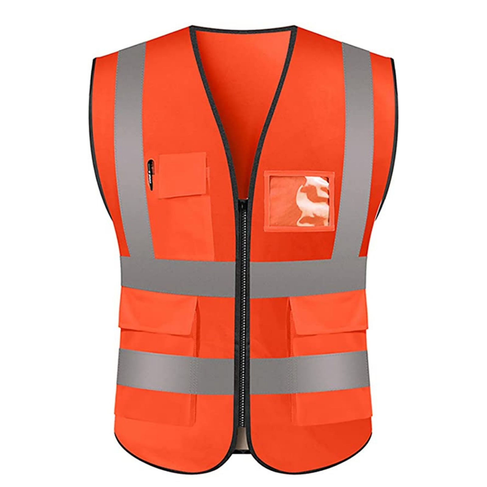 High Visibility Knitted Reflective Safety Vest with Pockets and Zipper Front, Neon Yellow, Meets ANSI/ISEA Standards