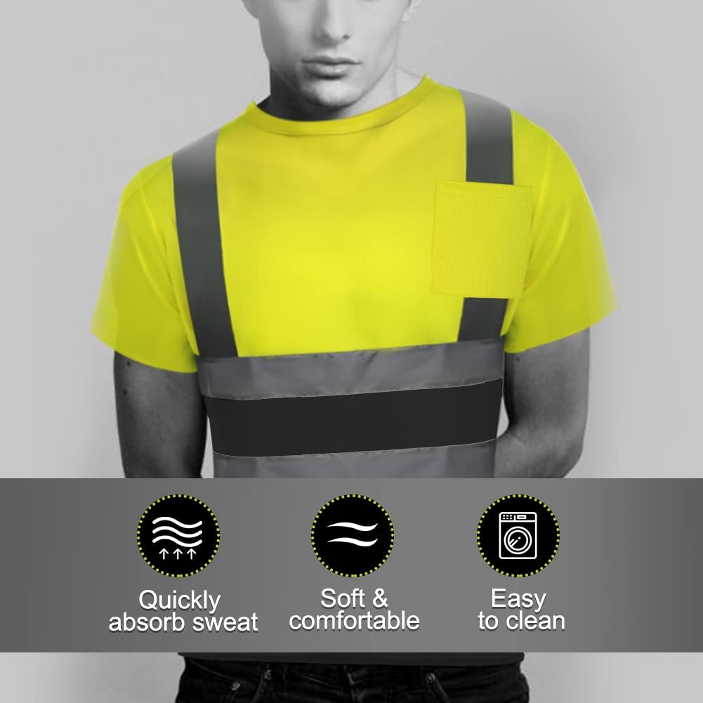 ANSI Men's Reflective Work Short Sleeve Shirt with Black Bottom