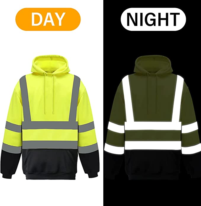 ANSI Class 3 Reflective Safety Hoodie with Black Bottom