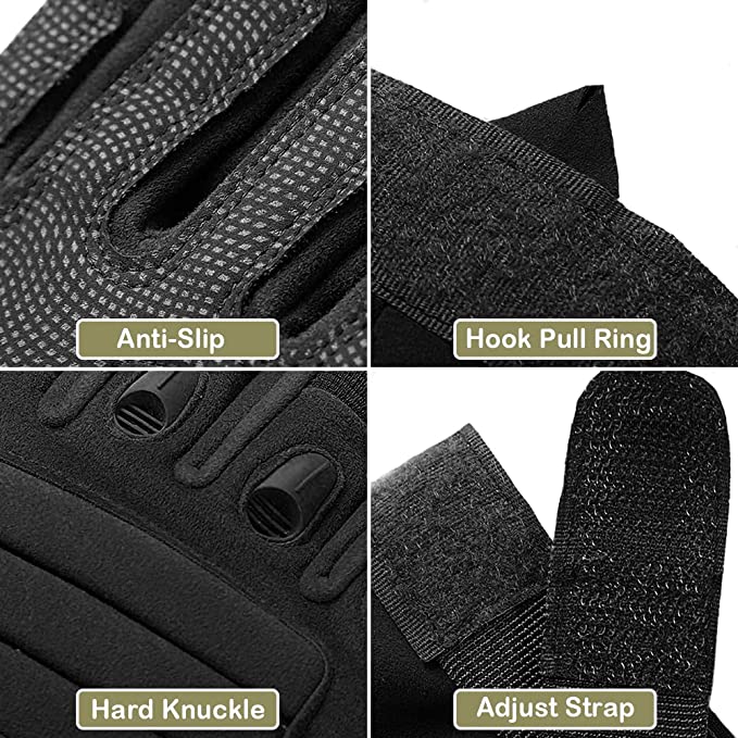 Airsoft Gloves with Adjustable Wrist Velcro Touchscreen for Motorcycle