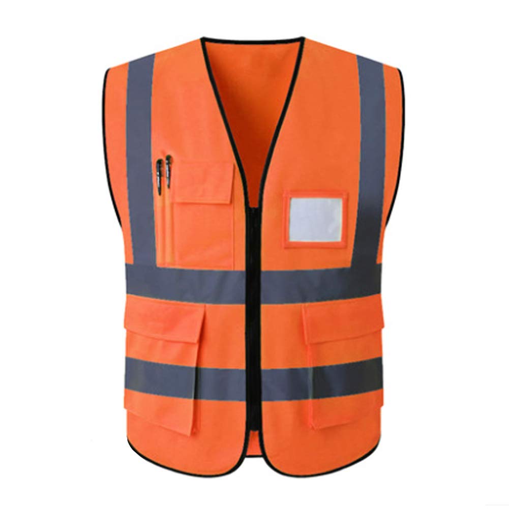 HYCOPROT High Visibility Reflective Safety Vest with Pockets and Zipper Front, Neon Yellow, Meets ANSI/ISEA Standards