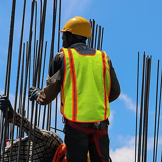 High Visibility Safety Vest Unisex Outdoor Reflective Mesh Workwear with Adjustable Elastic Bands Meets ANSI/ISEA Standards