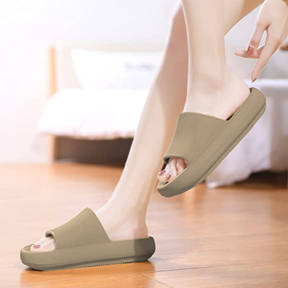 Non-Slip Pillow Slippers with Thick Sole for Bathroom and Outdoor 