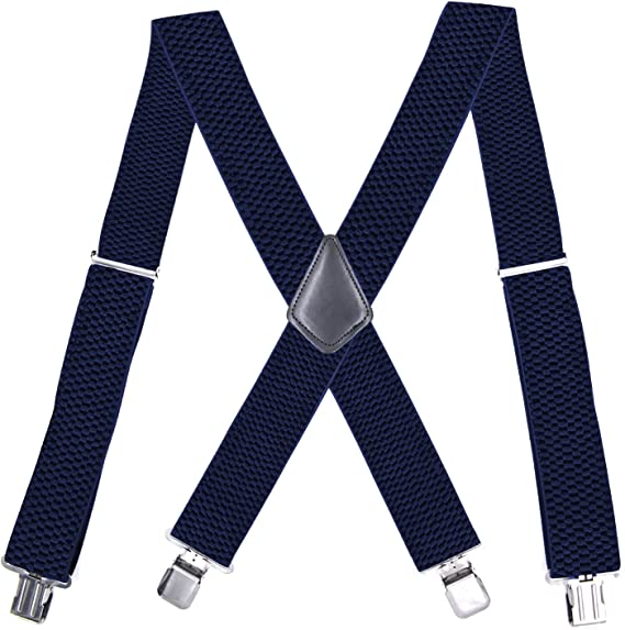 4 X Men's Elastic Braces Adjustable with 4 Strong Metal Clips