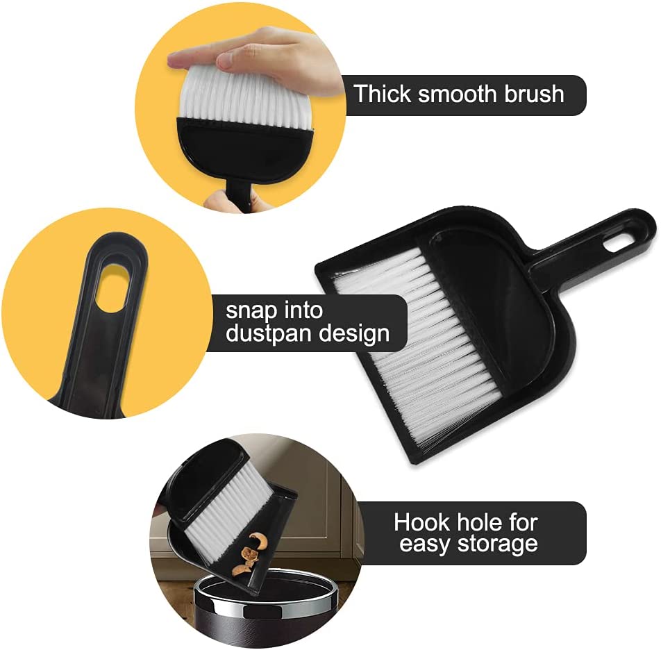 Mini Dustpan and Brush Set with Cleaning Cloth for Kids Pets Cars