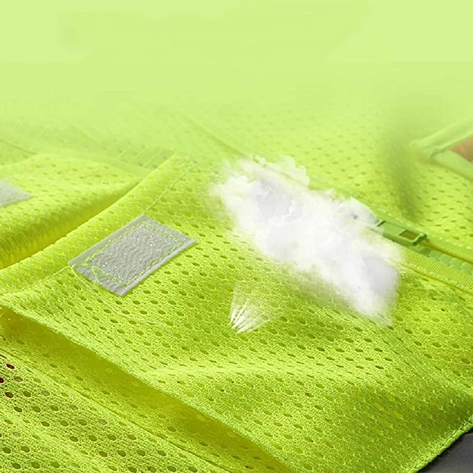 HYCOPROT High Visibility Mesh Safety Reflective Vest with Pockets and Zipper Meets ANSI/ISEA Standards