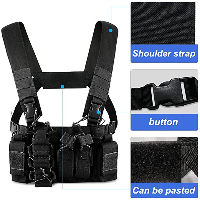 HYCOPROT Tactical Vest, Oxford Adjustable Military Airsoft Vest with Multipurpose Pouches for Outdoor Hunting(Simple)