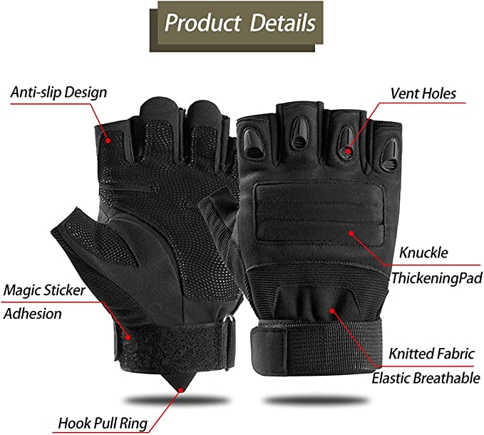 Half Finger Airsoft Gloves with Adjustable Wrist Velcro for Motorcycle