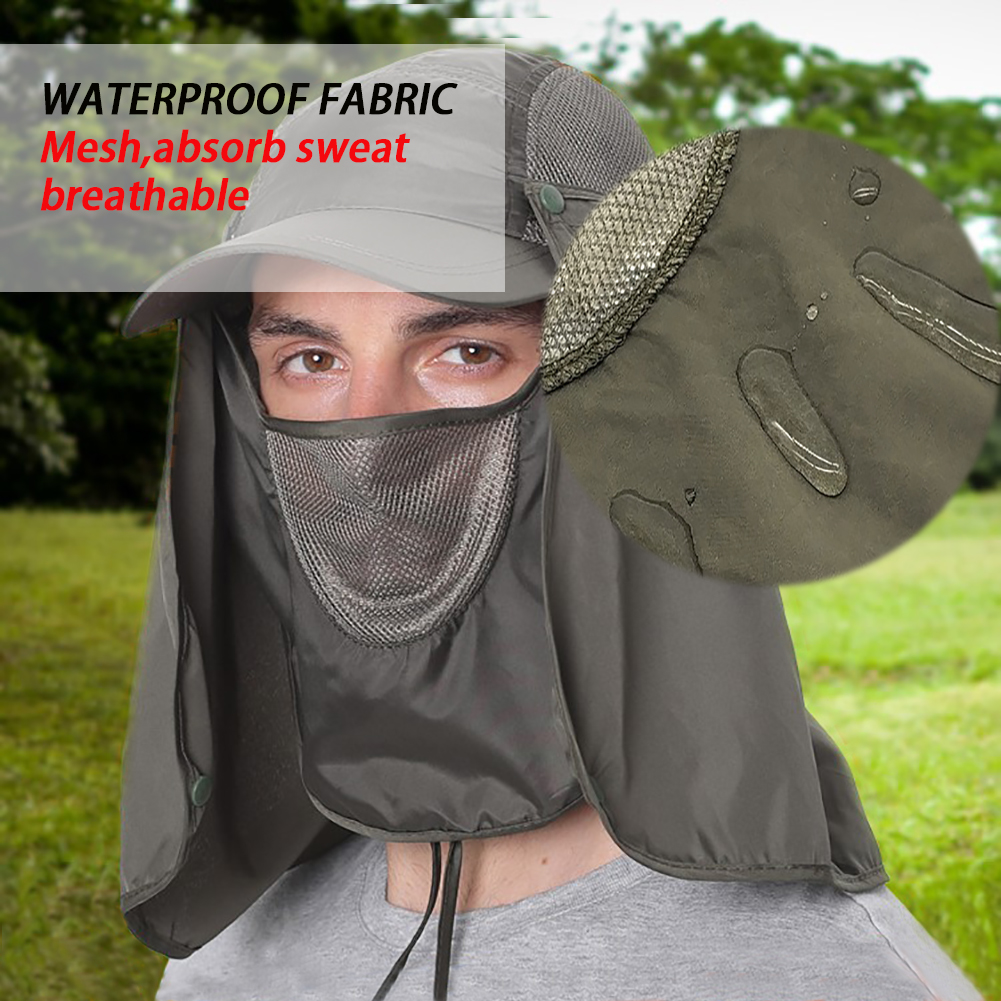 Adjustable UPF 50+ Summer Fishing Hat For Men Women with Neck Flap UV Sun Protection Cap With Face Neck Full Coverage