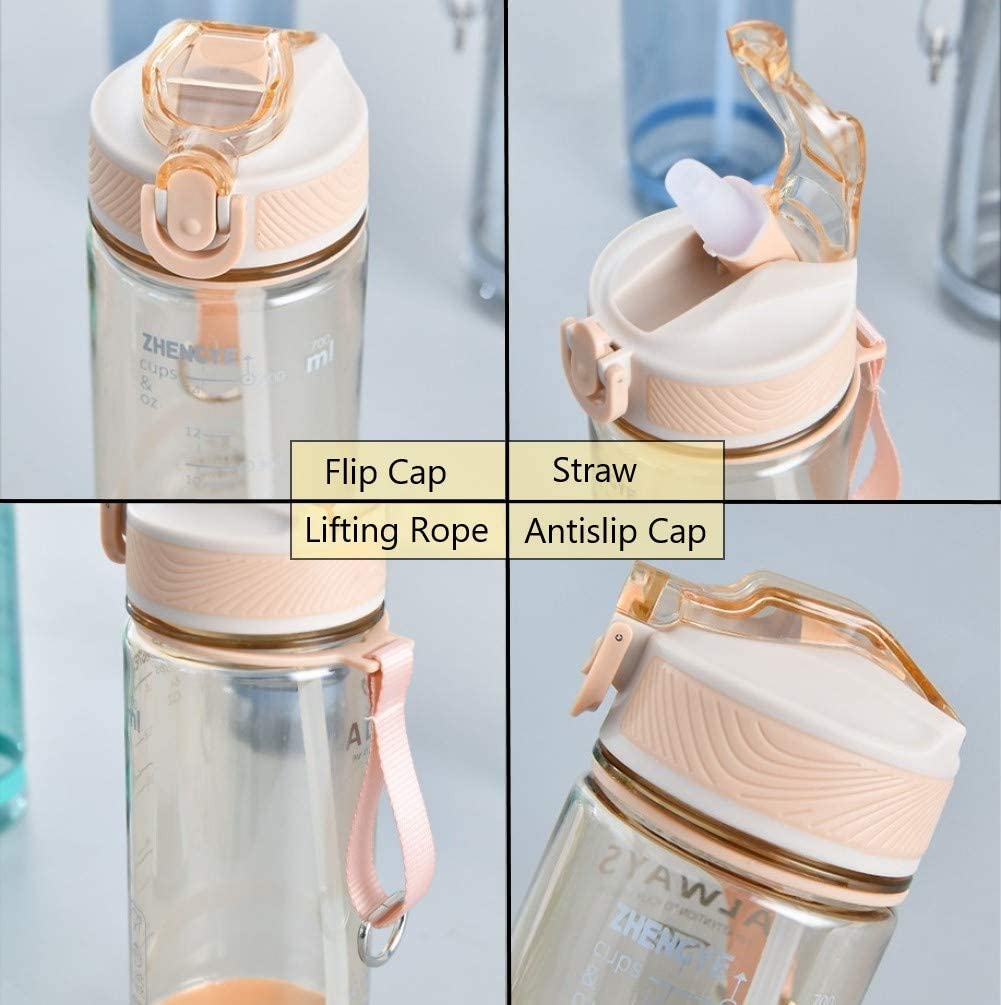 Sports Water Bottle 800ml BPA-Free Leak Proof with Foldable Straw, Flip Cap For Outdoor Activities Cycling Bike Running Hiking Sport Equipment