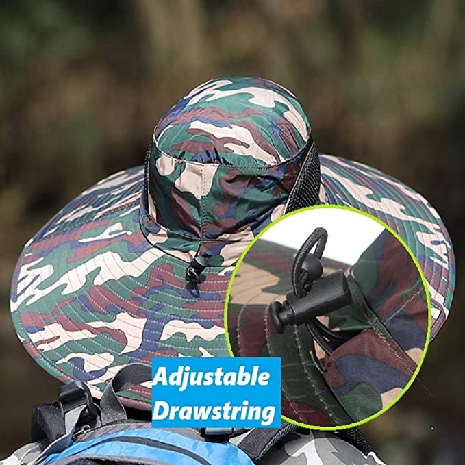 SUPER Wide Brim Sun Hat, Waterproof Sun Protection Outdoor Boonie Hat for Men&Women,for Fishing,Hiking,Camping,Boating & Safari