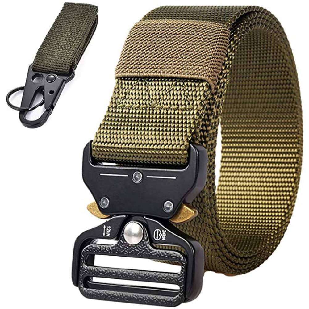 Tactical Belt Heavy Duty Belts Nylon Canvas Military Waist Belt Quick-Release Metal Buckle for Hunting Running Outdoor 125 * 3.8 (CM) Green
