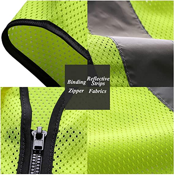 ANSI/ISEA Mesh Safety Reflective Vest with Pockets and Zipper