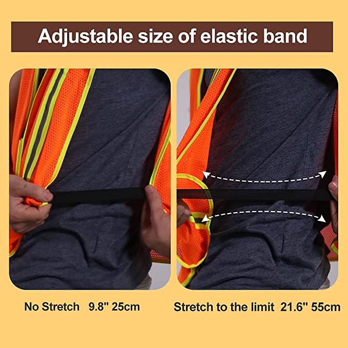 High Visibility Safety Vest Unisex Outdoor Reflective Mesh Workwear with Adjustable Elastic Bands Meets ANSI/ISEA Standards