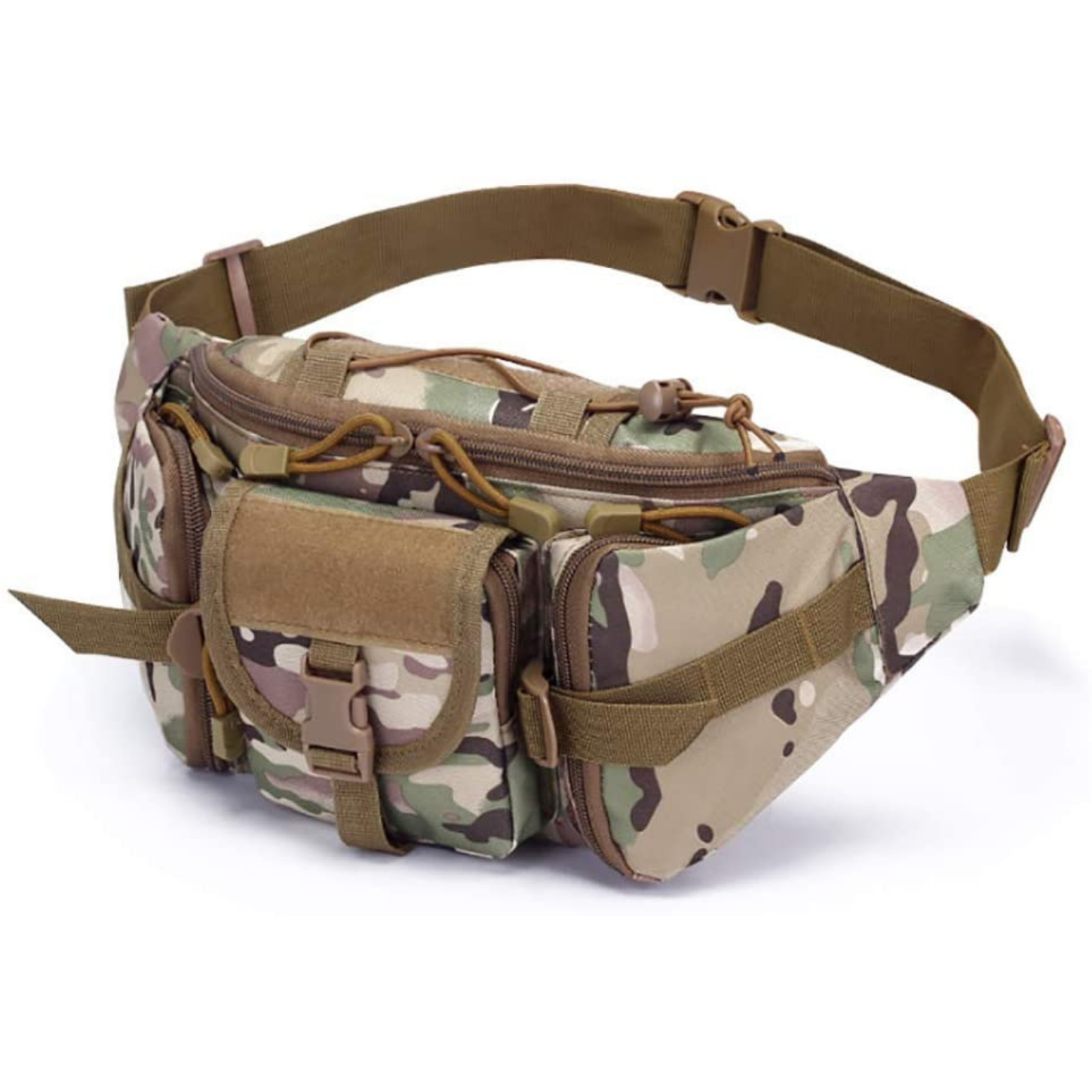 Tactical Waist Bag Military Fanny Pack Adjustable Sling Bag with Water Bottle Pouch for Fishing Hunting Camping Hiking (Yellow)