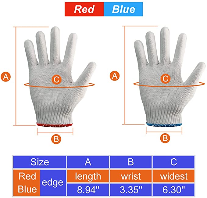 HYCOPROT Work Gloves Cotton Polyester String Knit Safety Protection Working Glove Lightweight Durable for Industrial