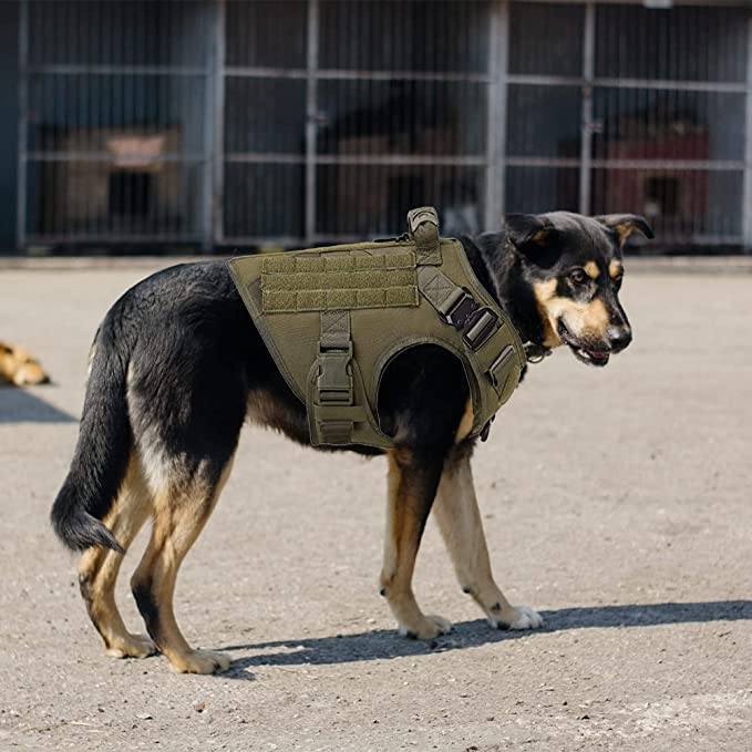 Adjustable Tactical Dog Harness with Handle 2X Metal Buckle