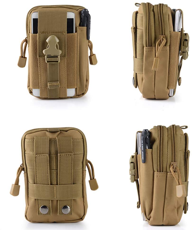 HYCOPROT Tactical Waist Bag Military Fanny Adjustable Sling Bag with Water Bottle Pouch for Fishing Hunting Camping Hiking (Black)