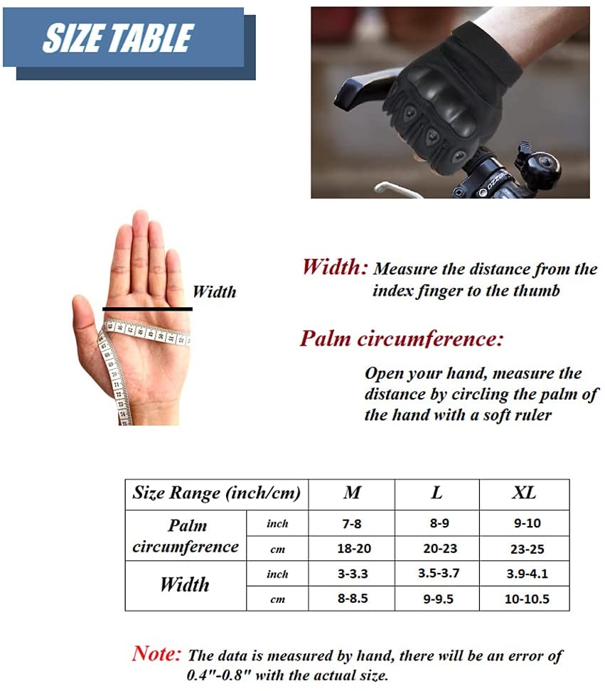 HYCOPROT Half Finger Tactical Gloves, Touch Screen Knuckle Protective Breathable Lightweight Outdoor Military Gloves for Shooting, Hunting, Motorcycling, Climbing