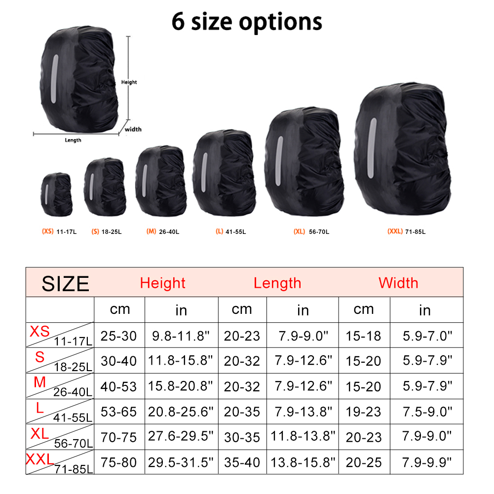Hi-Visibility Waterproof Backpack Rain Cover with Reflective Strip