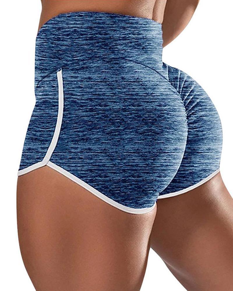 Contrast Trim Yoga Shorts-yoyobikini