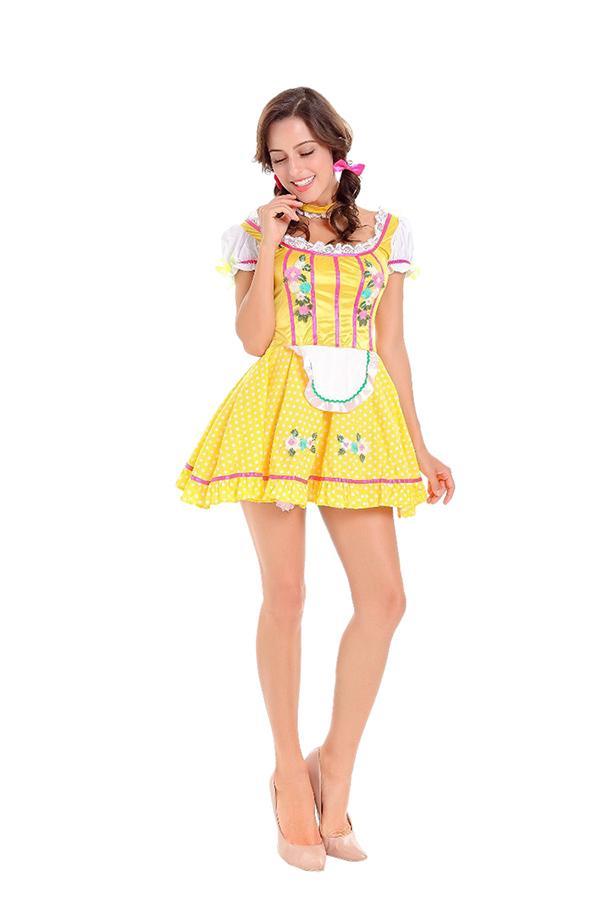 Sexy Oktoberfest Beer Girl Costume Yellow-yoyobikini