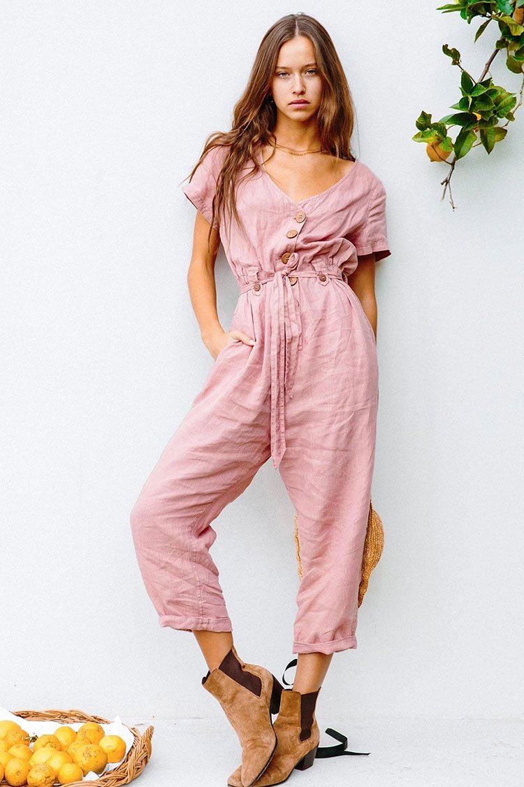 Belted Sleeved Cargo Jumpsuits-yoyobikini