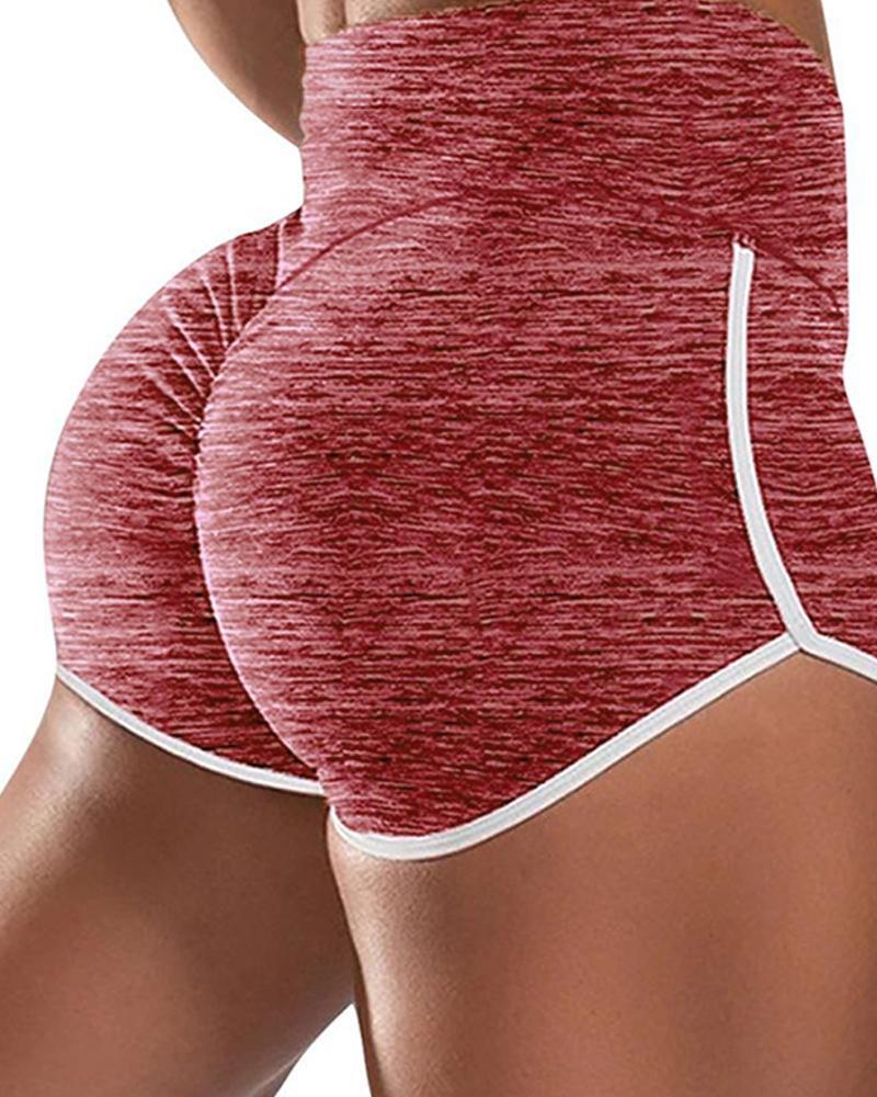 Contrast Trim Yoga Shorts-yoyobikini