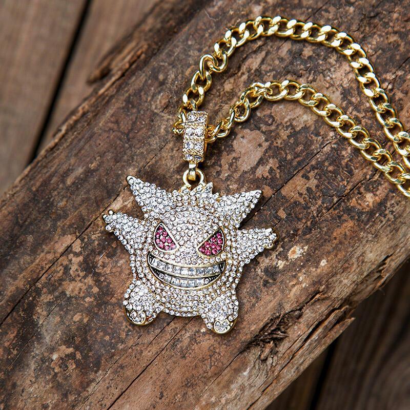 Halloween Gengar Iced Out Pendant Necklace-yoyobikini
