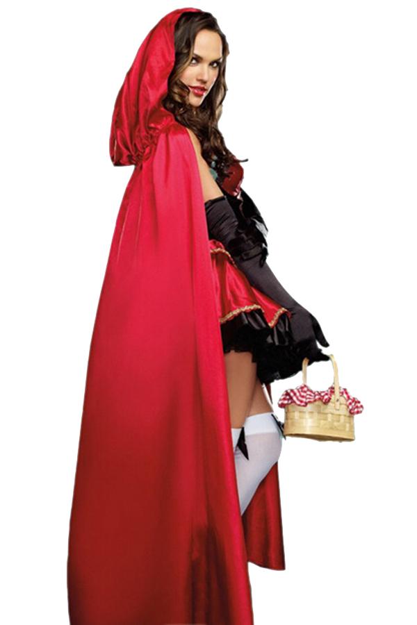 Sexy Off Shoulder Cloak Halloween Little Red Riding Hood Costume Red-yoyobikini