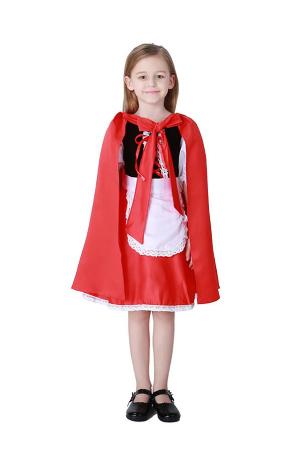 Fancy Dress Halloween Little Red Riding Hood Costume For Girls Red-yoyobikini
