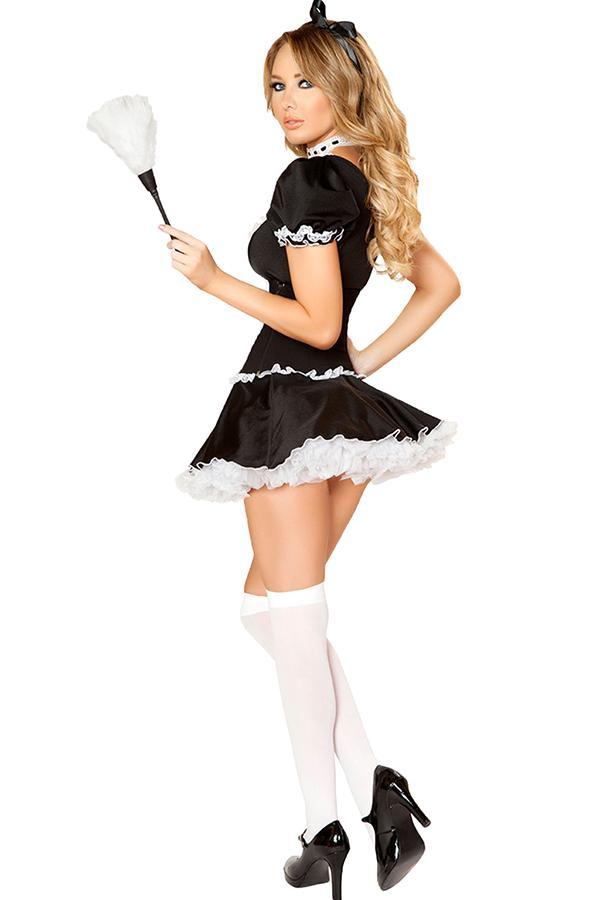 Adult Women's Sassy French Maid Costume Black-yoyobikini