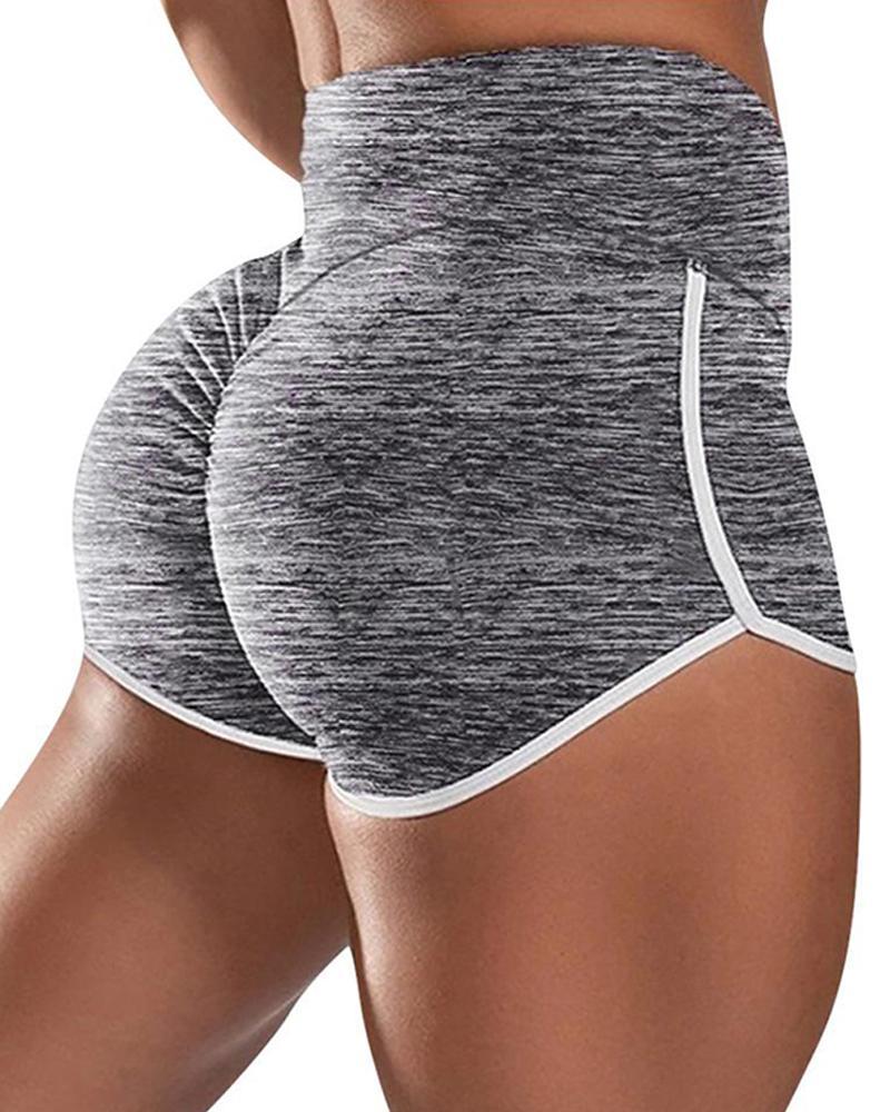 Contrast Trim Yoga Shorts-yoyobikini