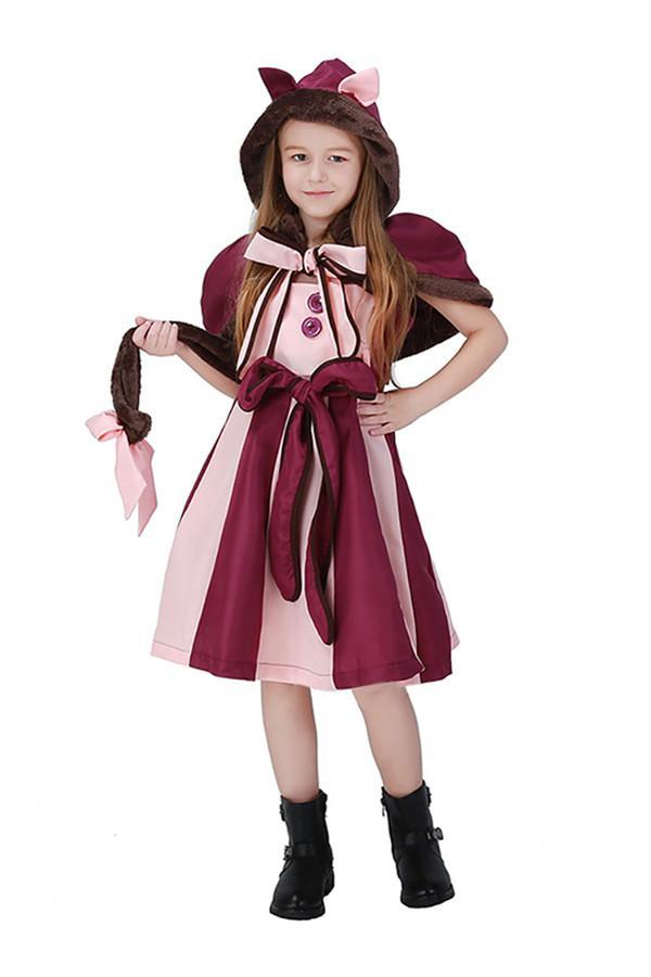 Sweet Dress Girls Alice In Wonderland Cat Halloween Costume Purple-yoyobikini