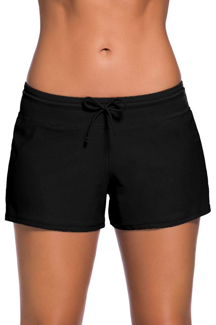 Solid Split Side Tied Front Boyshort Bikini Bottom-yoyobikini
