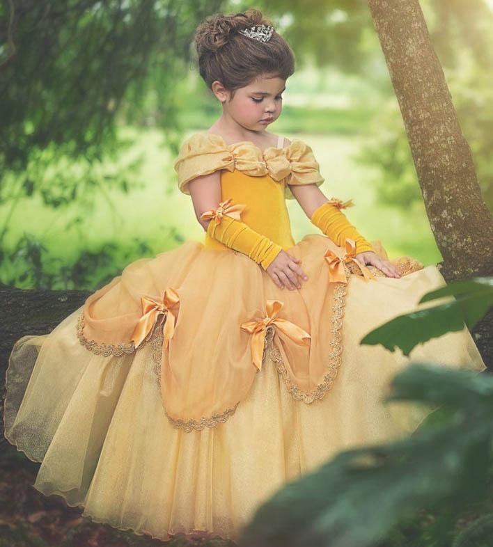 Belle Princess Dress For Girls Beauty And The Beast Halloween Costume-yoyobikini