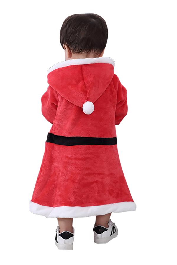 Cute Infant Kids Boys Hooded Jumpsuit Christmas Santa Claus Costume Red-yoyobikini
