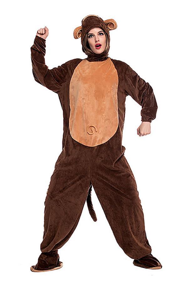 Cute Mens Cartoon Halloween Onesies Pajamas Monkey Costumes Coffee-yoyobikini
