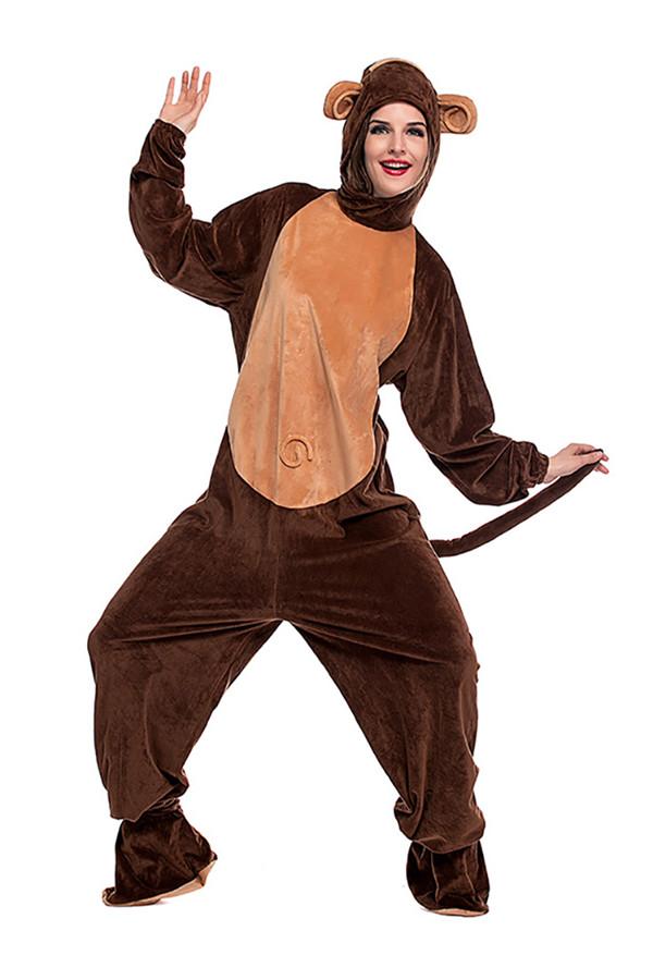 Cute Mens Cartoon Halloween Onesies Pajamas Monkey Costumes Coffee-yoyobikini