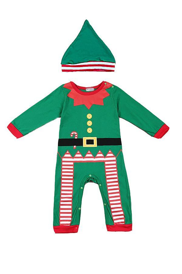 Christmas Infant Boys Santa Little Helper Elf Costume Jumpsuit Green-yoyobikini